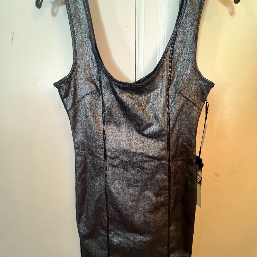 Paris Hilton stretch jean dress brand new size S.  Fitted shiny dark blue.